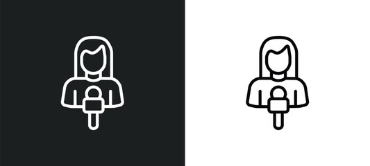 journalist icon isolated in white and black colors. journalist outline vector icon from professions collection for web, mobile apps and ui.