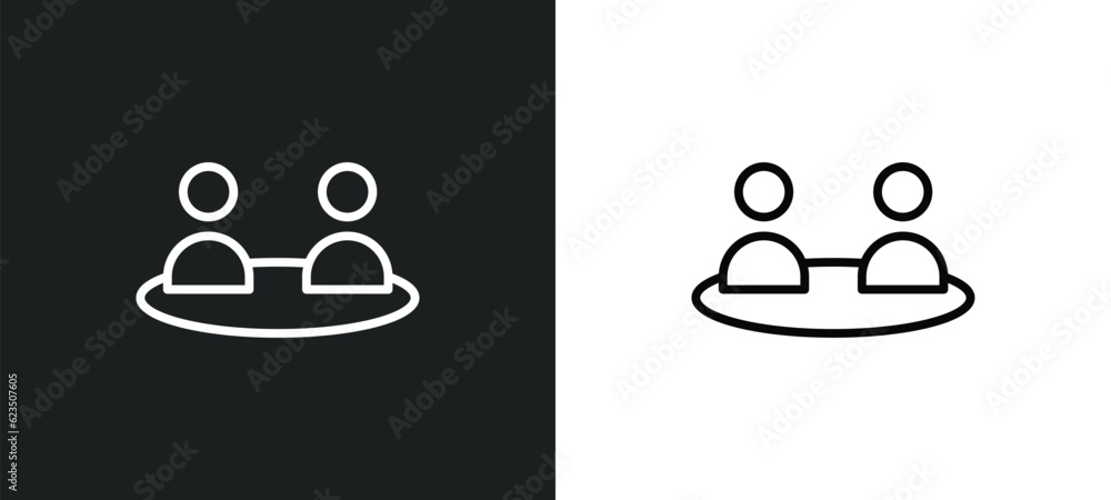 Poster relations icon isolated in white and black colors. relations outline vector icon from people collect