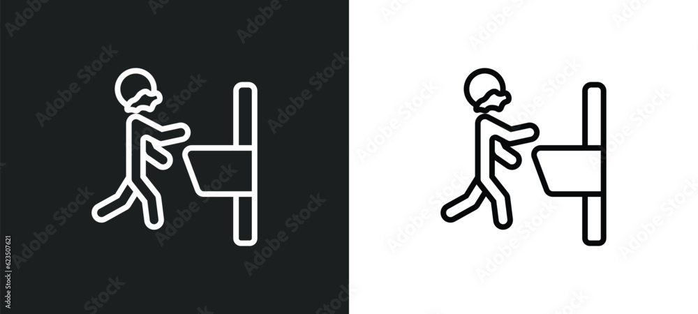 Poster man shaving icon isolated in white and black colors. man shaving outline vector icon from people col