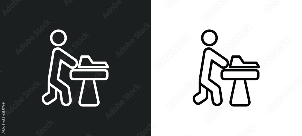 Aufkleber carpenter working icon isolated in white and black colors. carpenter working outline vector icon fro