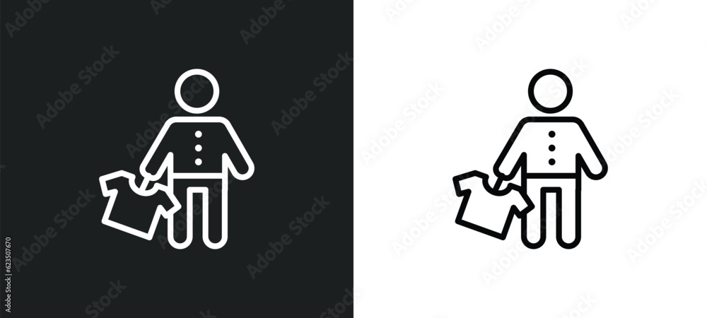 Poster salesman working icon isolated in white and black colors. salesman working outline vector icon from 