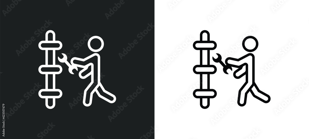 Aufkleber plumber working icon isolated in white and black colors. plumber working outline vector icon from pe