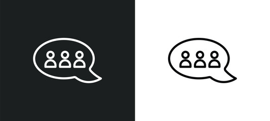chat group icon isolated in white and black colors. chat group outline vector icon from people collection for web, mobile apps and ui.