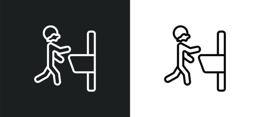 man shaving icon isolated in white and black colors. man shaving outline vector icon from people collection for web, mobile apps and ui.