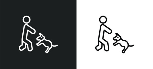 dog trainer icon isolated in white and black colors. dog trainer outline vector icon from people collection for web, mobile apps and ui.