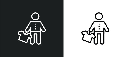 salesman working icon isolated in white and black colors. salesman working outline vector icon from people collection for web, mobile apps and ui.