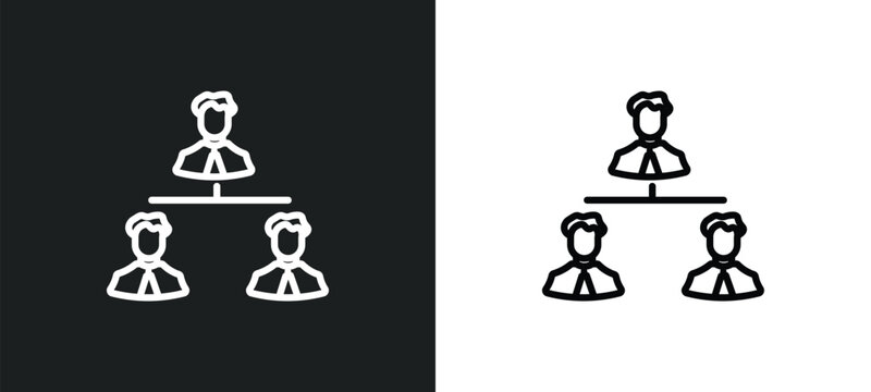 businessmen hierarchy icon isolated in white and black colors. businessmen hierarchy outline vector icon from people collection for web, mobile apps and ui.