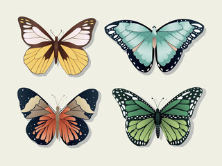 Obraz na płótnie Canvas set of butterflies isolated