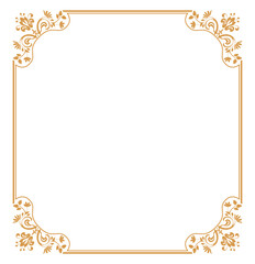 Decorative frame Elegant vector element for design in Eastern style, place for text. Floral golden and white border. Lace illustration for invitations and greeting cards.