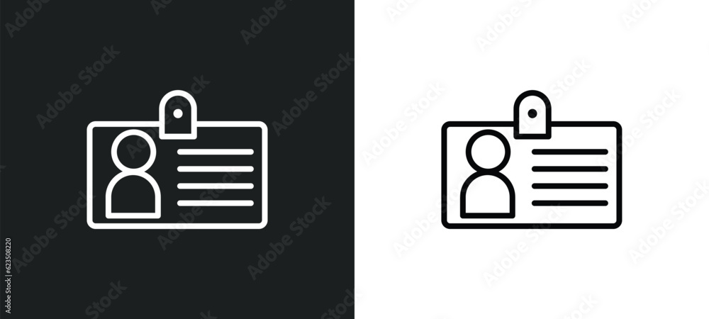 Aufkleber identification pass icon isolated in white and black colors. identification pass outline vector icon