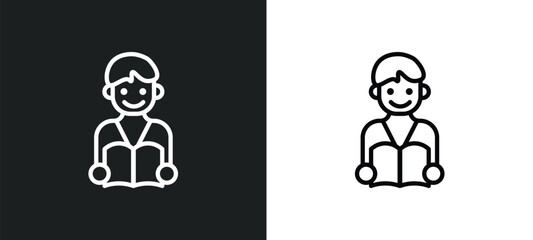 student books icon isolated in white and black colors. student books outline vector icon from people collection for web, mobile apps and ui.