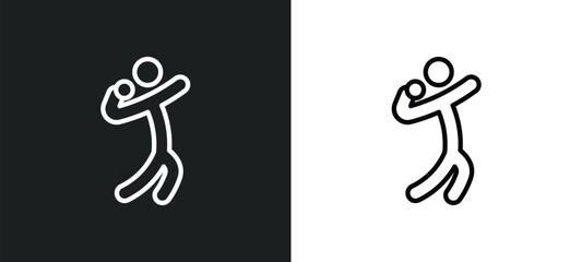 shot put icon isolated in white and black colors. shot put outline vector icon from people collection for web, mobile apps and ui.