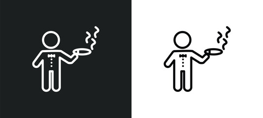 smoking man icon isolated in white and black colors. smoking man outline vector icon from people collection for web, mobile apps and ui.