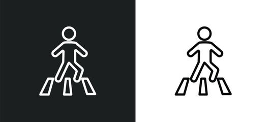 road crossing icon isolated in white and black colors. road crossing outline vector icon from people collection for web, mobile apps and ui.