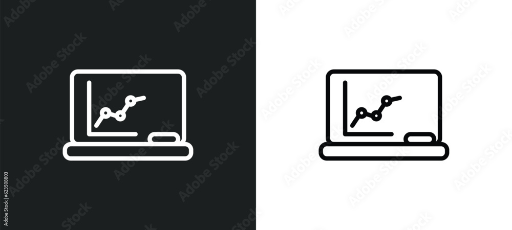 Poster classroom stats icon isolated in white and black colors. classroom stats outline vector icon from pe