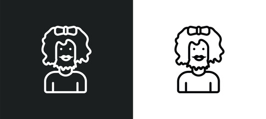 bearded woman icon isolated in white and black colors. bearded woman outline vector icon from people collection for web, mobile apps and ui.