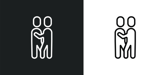 snuggle icon isolated in white and black colors. snuggle outline vector icon from people collection for web, mobile apps and ui.