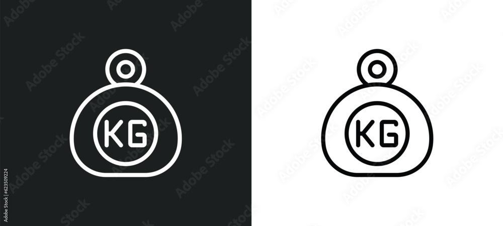 Poster kilograms icon isolated in white and black colors. kilograms outline vector icon from other collecti