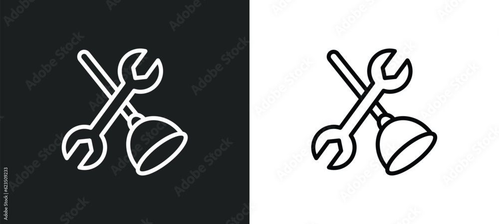 Poster plumbering icon isolated in white and black colors. plumbering outline vector icon from other collec
