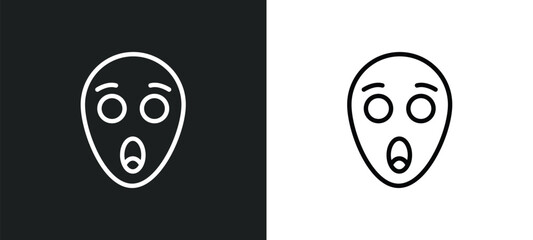 scared smile icon isolated in white and black colors. scared smile outline vector icon from other collection for web, mobile apps and ui.