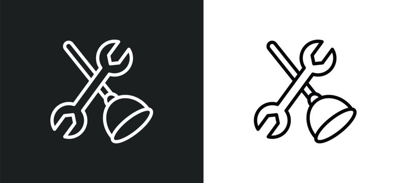 plumbering icon isolated in white and black colors. plumbering outline vector icon from other collection for web, mobile apps and ui.