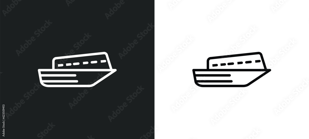 Poster speed boat facing right icon isolated in white and black colors. speed boat facing right outline vec