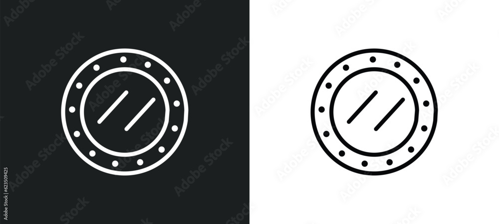 Poster submarine window icon isolated in white and black colors. submarine window outline vector icon from 
