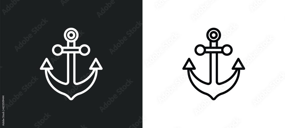 Poster big anchor icon isolated in white and black colors. big anchor outline vector icon from nautical col