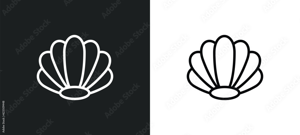 Poster big shell icon isolated in white and black colors. big shell outline vector icon from nautical colle