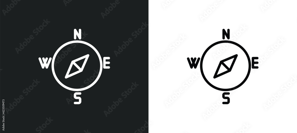 Aufkleber compass icon isolated in white and black colors. compass outline vector icon from nautical collectio