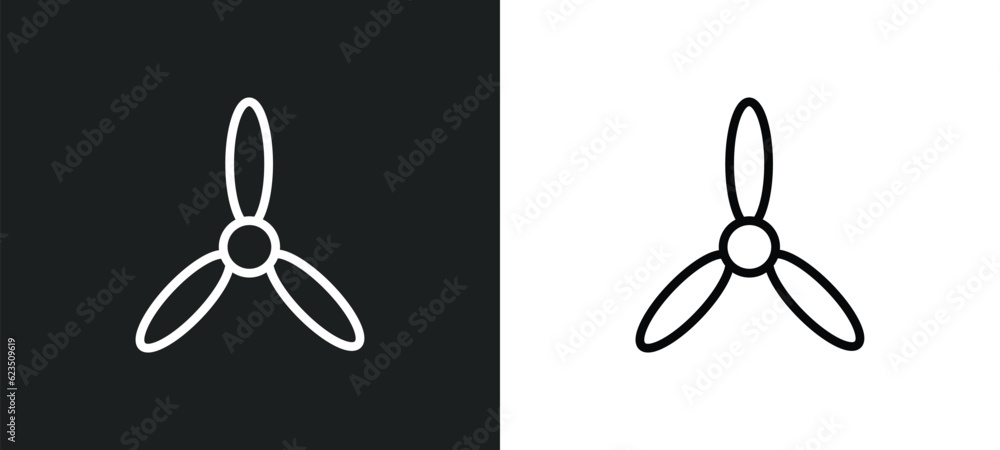 Poster propeller icon isolated in white and black colors. propeller outline vector icon from nautical colle