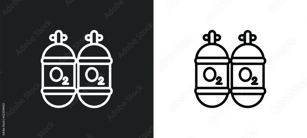Poster oxygen tank icon isolated in white and black colors. oxygen tank outline vector icon from nautical c