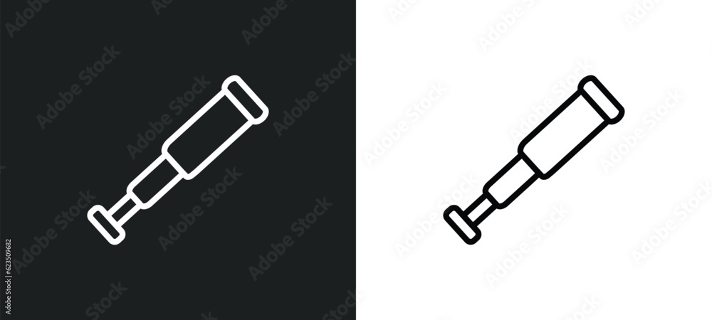 Poster nautical monocular icon isolated in white and black colors. nautical monocular outline vector icon f