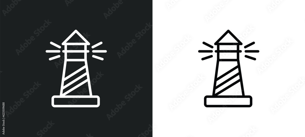 Poster lighthouse icon isolated in white and black colors. lighthouse outline vector icon from nautical col
