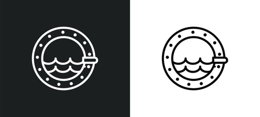 porthole icon isolated in white and black colors. porthole outline vector icon from nautical collection for web, mobile apps and ui.