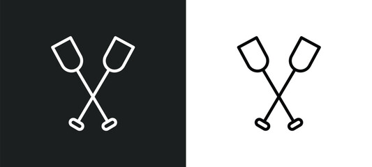 paddles icon isolated in white and black colors. paddles outline vector icon from nautical collection for web, mobile apps and ui.