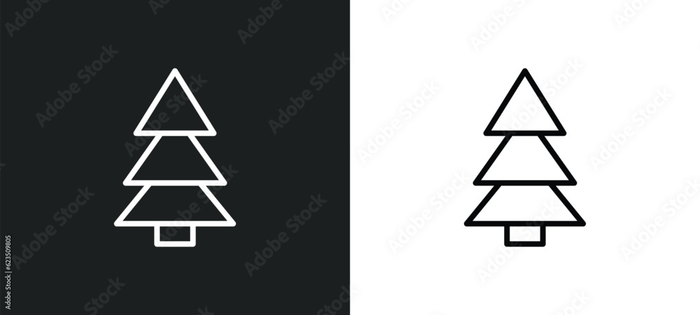 Poster red pine tree icon isolated in white and black colors. red pine tree outline vector icon from nature