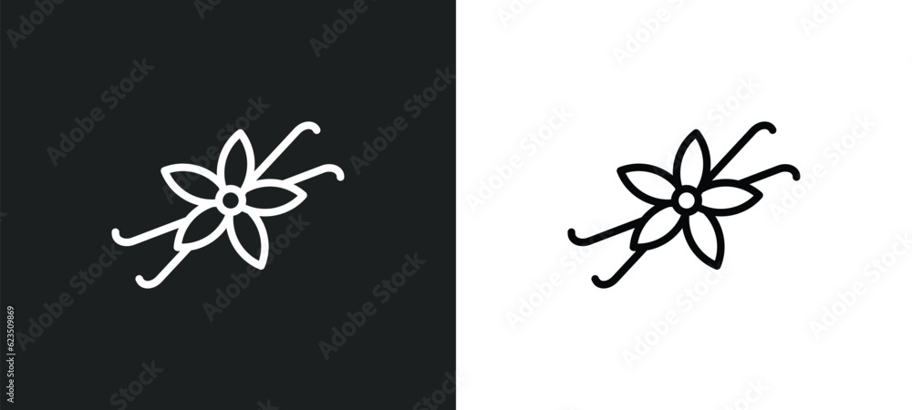 Poster vanilla icon isolated in white and black colors. vanilla outline vector icon from nature collection.