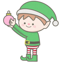 Elf with a christmas tree ornament