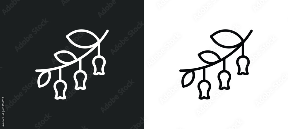 Poster hawthorn icon isolated in white and black colors. hawthorn outline vector icon from nature collectio