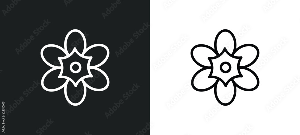 Poster freesia icon isolated in white and black colors. freesia outline vector icon from nature collection 