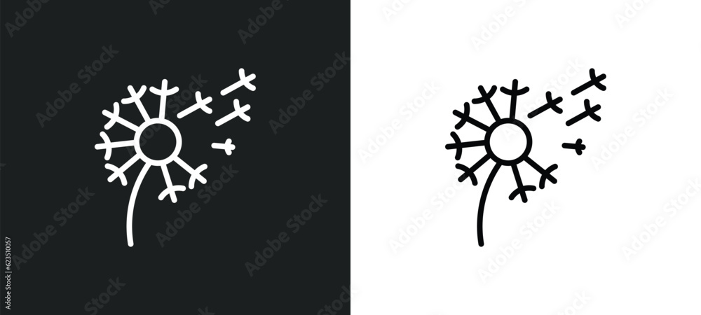 Poster dandelion icon isolated in white and black colors. dandelion outline vector icon from nature collect