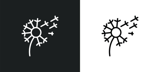 dandelion icon isolated in white and black colors. dandelion outline vector icon from nature collection for web, mobile apps and ui.