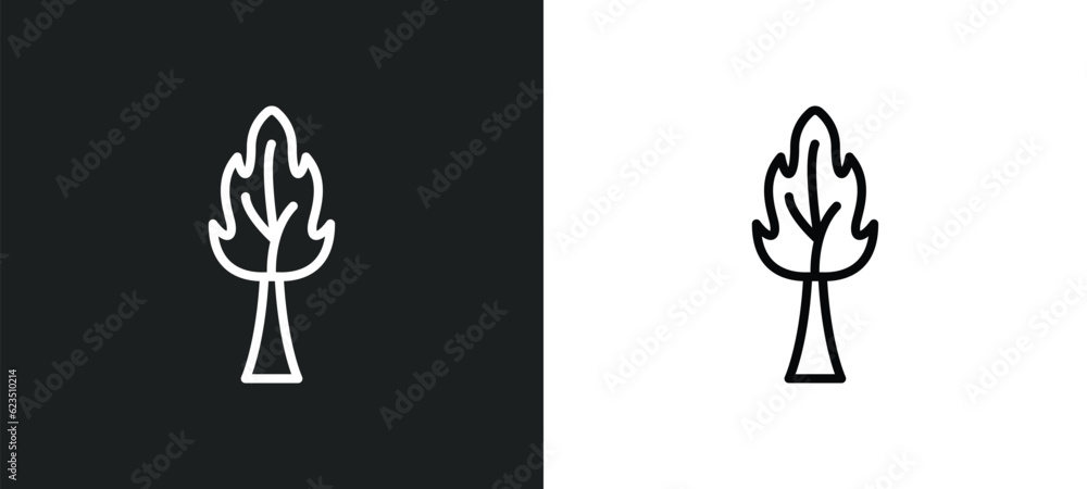 Poster the maples tree icon isolated in white and black colors. the maples tree outline vector icon from na
