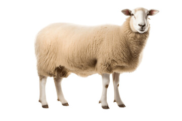 Sheep Standing Isolated on White Background. Generative AI