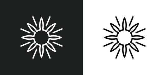 sun flare icon isolated in white and black colors. sun flare outline vector icon from nature collection for web, mobile apps and ui.
