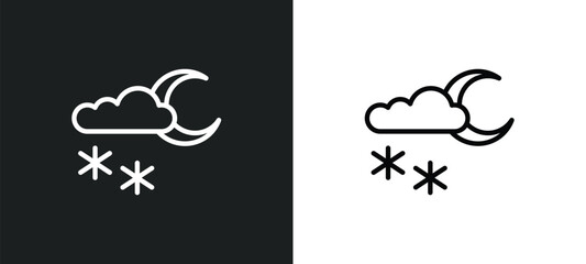 night snow icon isolated in white and black colors. night snow outline vector icon from nature collection for web, mobile apps and ui.