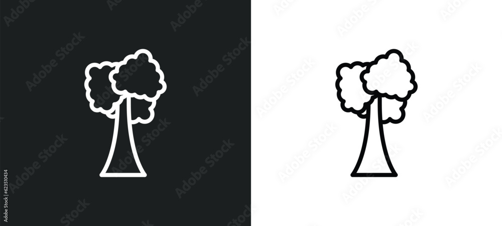 Poster tree with white foliage icon isolated in white and black colors. tree with white foliage outline vec
