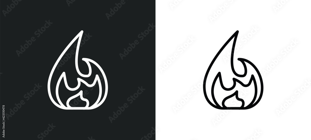 Poster flame icon isolated in white and black colors. flame outline vector icon from nature collection for 