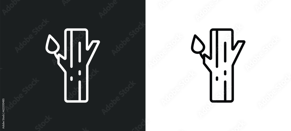 Poster trunk icon isolated in white and black colors. trunk outline vector icon from nature collection. thi